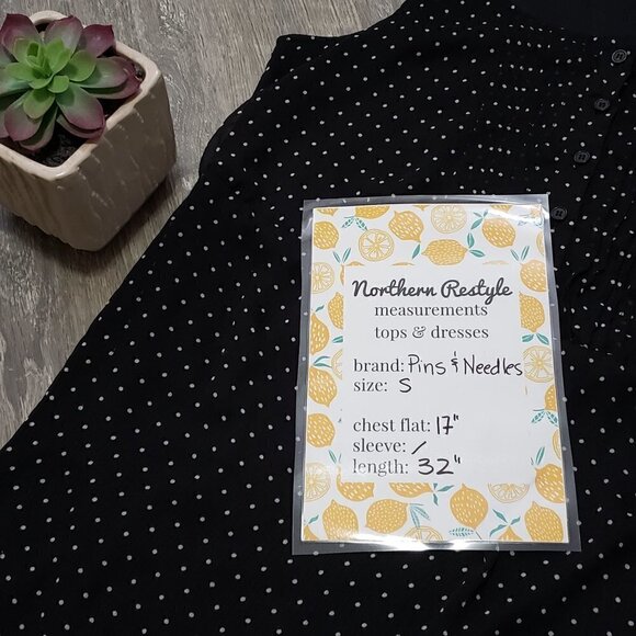 Pins & Needles UO * Black Dot Chiffon Dress Sz S - Picture 7 of 8